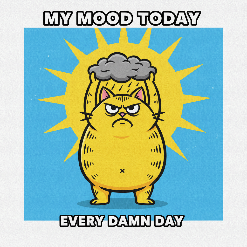 It's 75° and sunny, but my brain still says 'complain about the weather.' It's my brand.