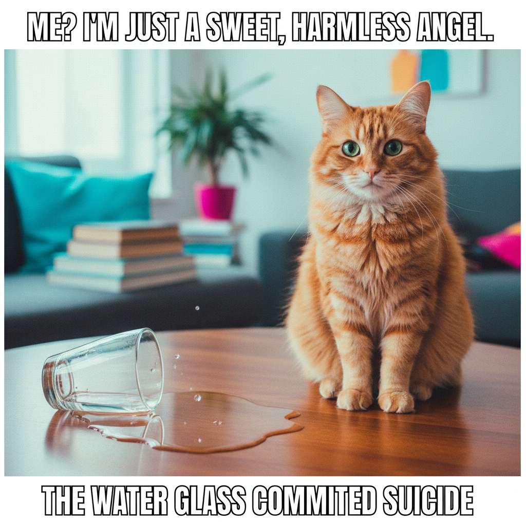 My cat just knocked over my water glass for attention. I'm legally obligated to forgive him.