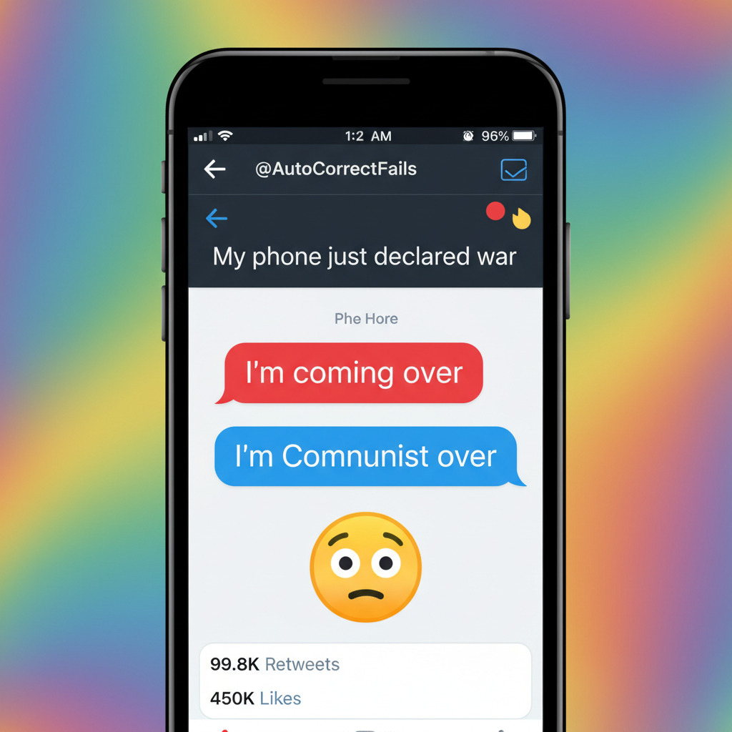 Autocorrect changed 'I'm coming over' to 'I'm Communist over.' My date is confused.