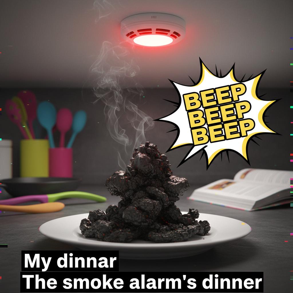 Attempted gourmet, ended up with charcoal. My smoke alarm is my biggest fan.