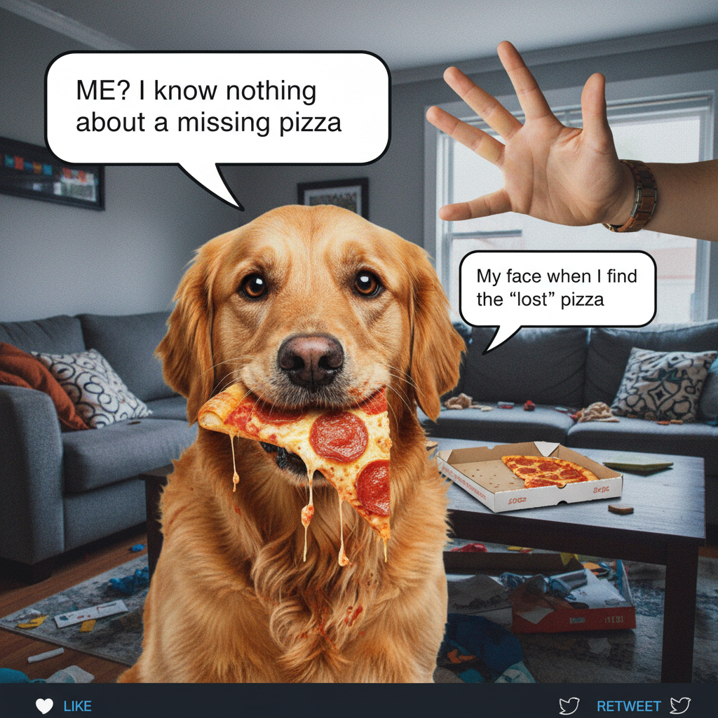 My dog just stole my last slice of pizza. I'm filing a police report.