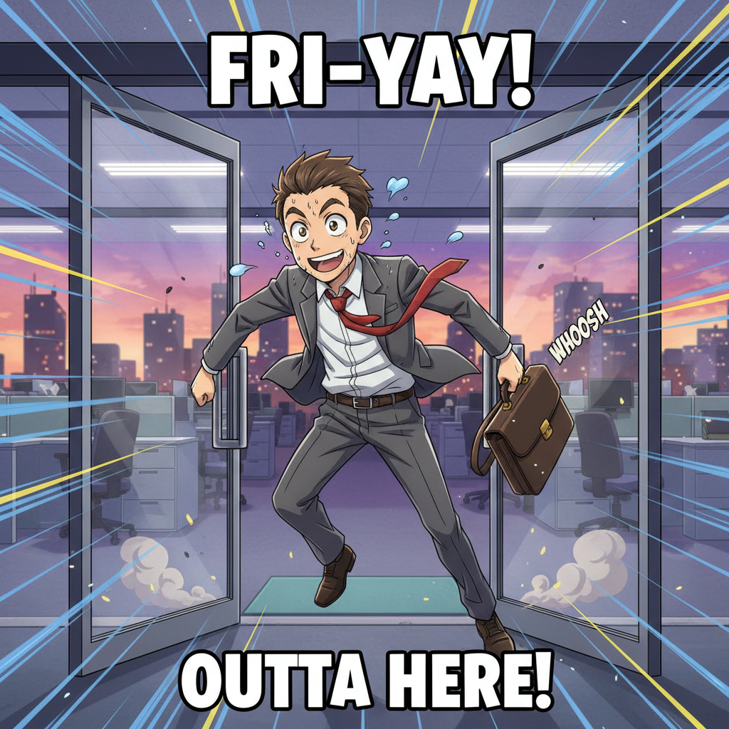 Me sprinting out of work on Friday like my waifu is waiting for me