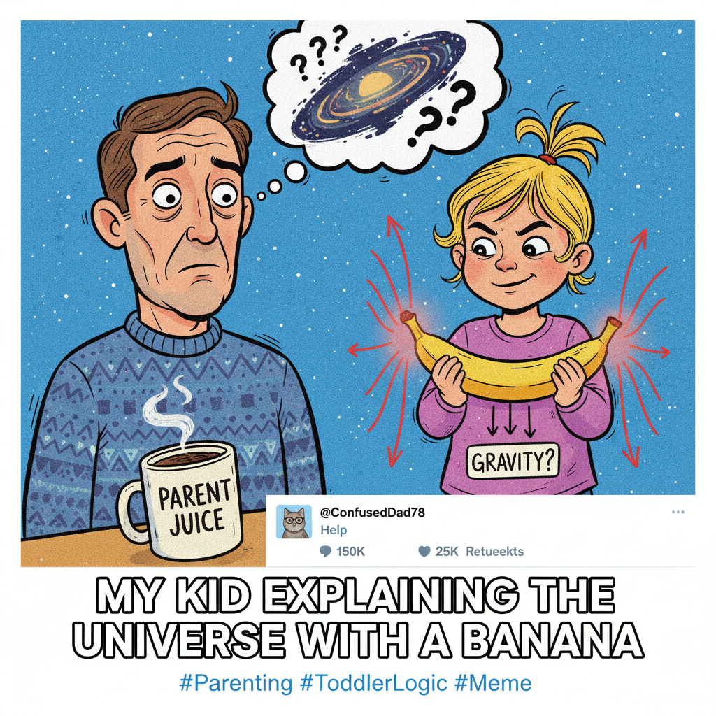 My toddler just explained quantum physics using a banana. Send help. And coffee.