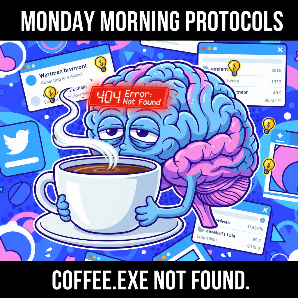 My brain on Monday morning: 'Error 404: Motivation Not Found.'