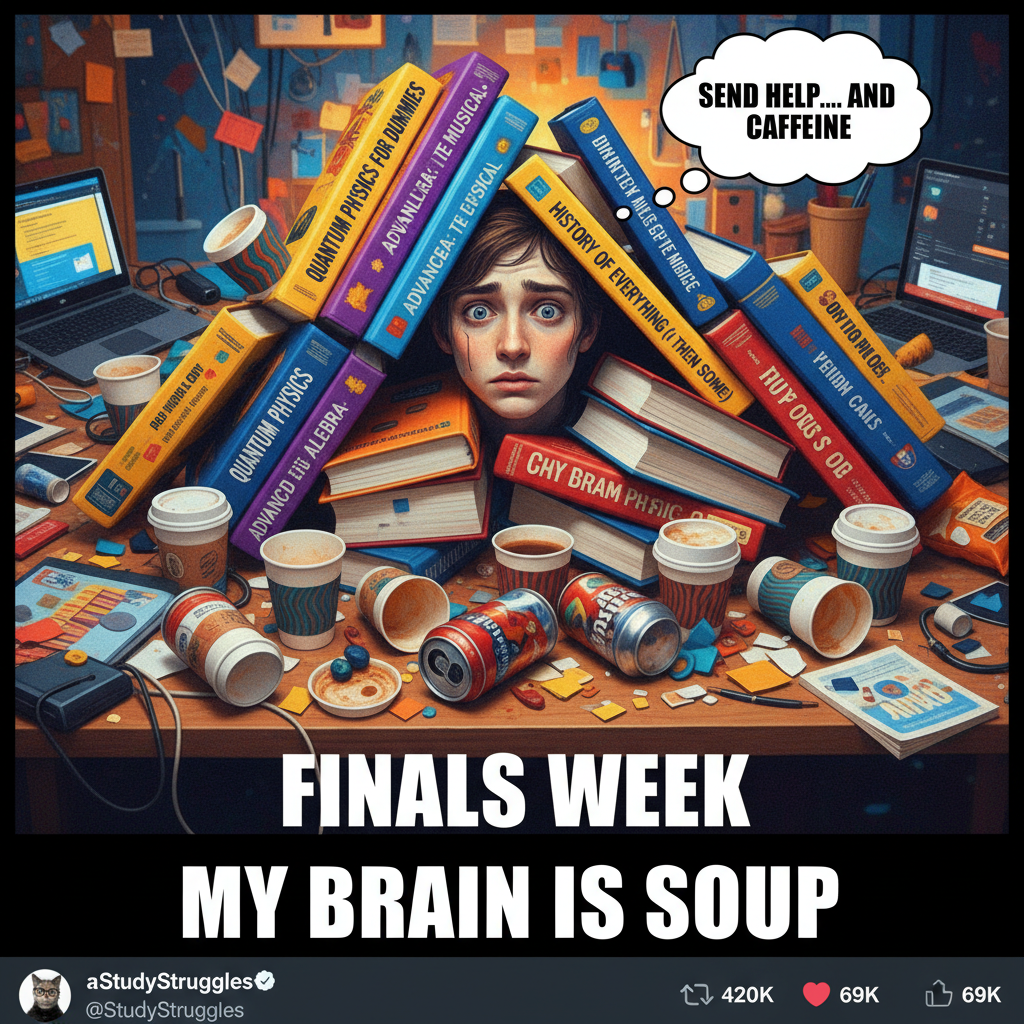 Exam season is just 3 weeks of caffeine, panic, and questioning all my life choices.