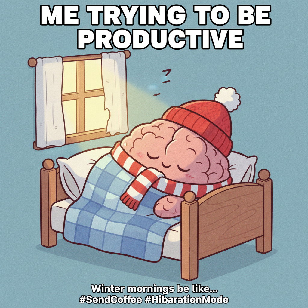 My brain cells hibernating until spring. Send sunshine and coffee. ๐ฉ #SAD