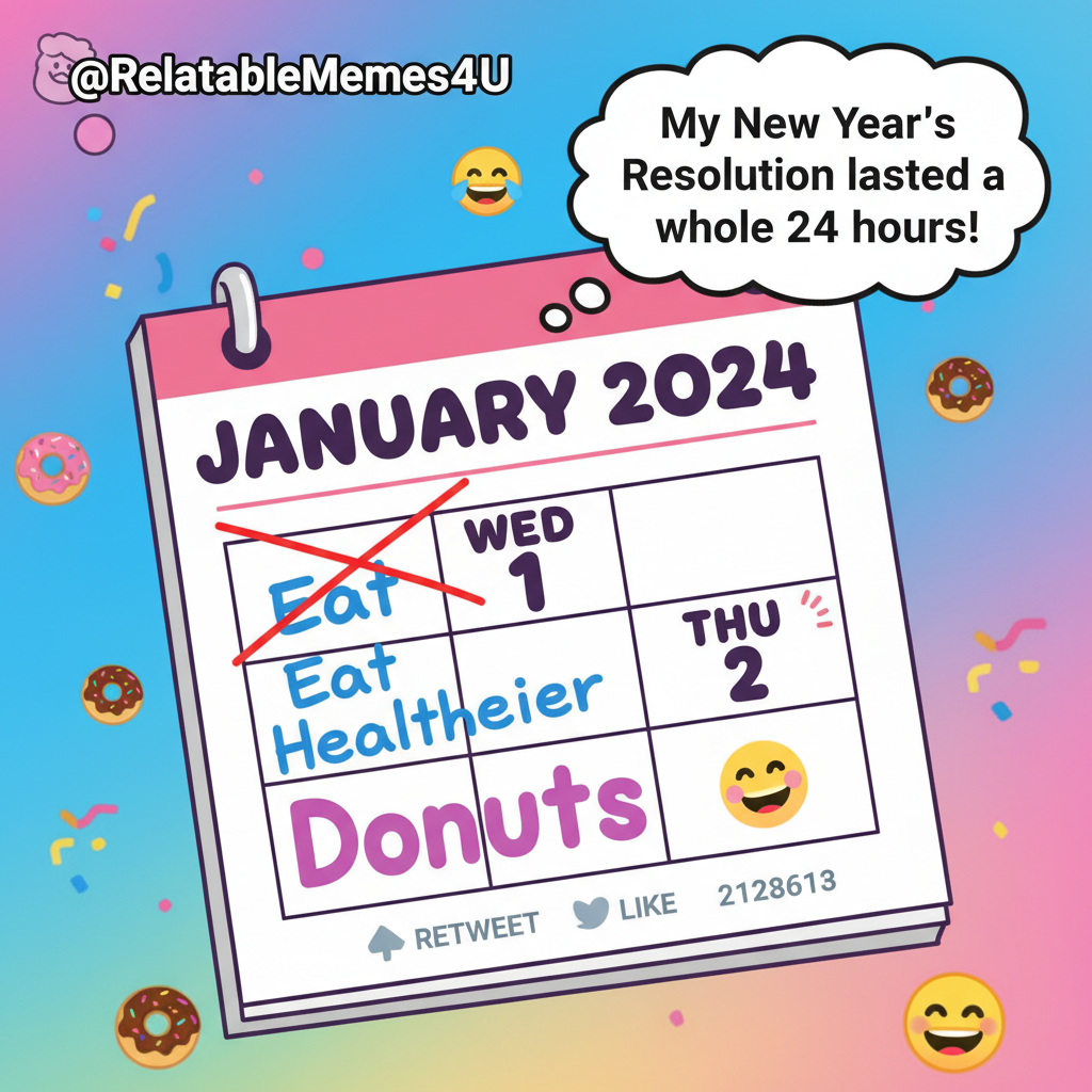 My New Year's resolution to 'eat healthier' lasted until January 2nd. Send donuts. #NYRFail