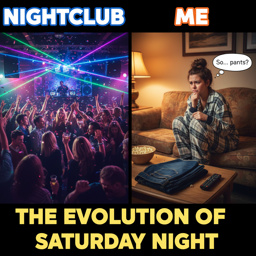 Friday night plans: clubbing. Friday night reality: debating if I should put on real pants to get pizza.