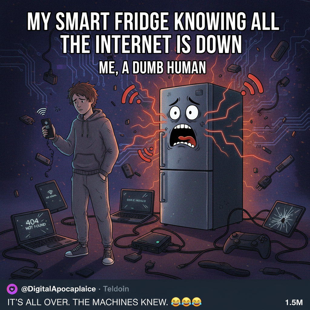 The wifi went down. I'm pretty sure I heard my smart fridge scream.