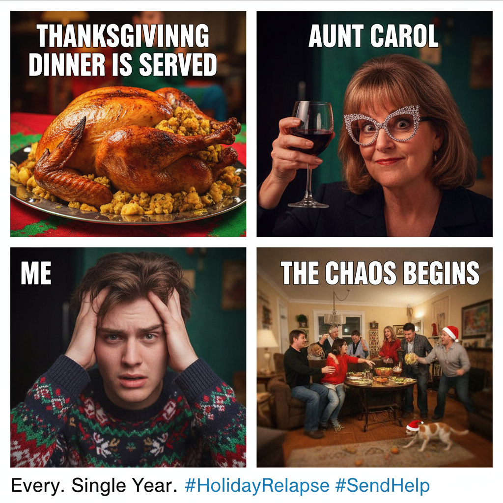 My aunt just asked if I'm 'still single' for the 5th time. The turkey isn't the only thing getting roasted.