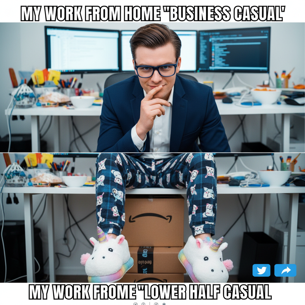 My 'professional' WFH outfit is a blazer over pajamas. Don't tell my boss.