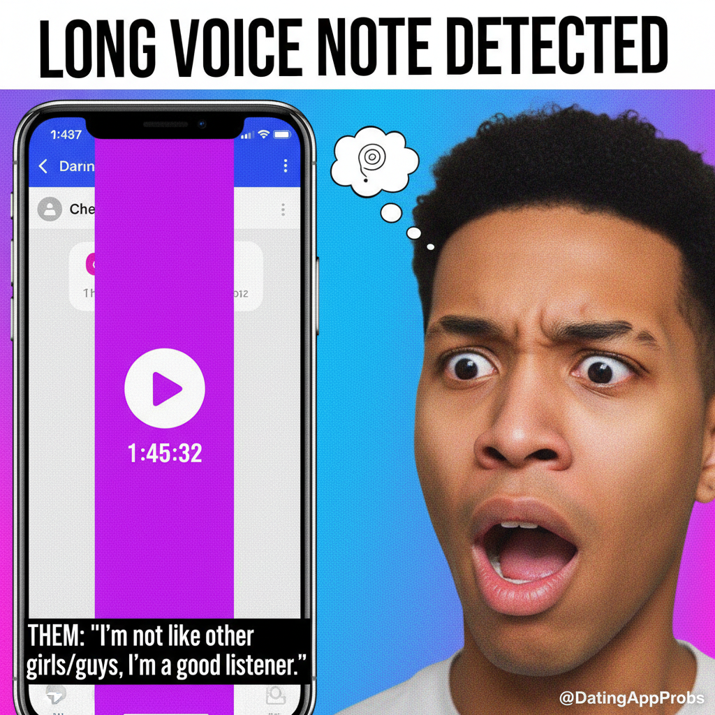 Matched with someone who sent a 10-minute voice note. I'm scared.