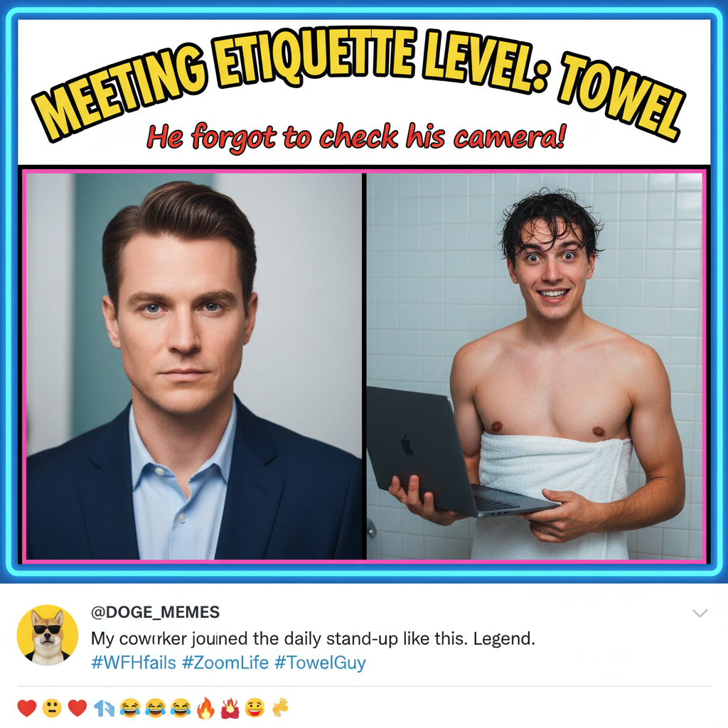 My coworker just joined the video call wearing a towel. WFH is wild.