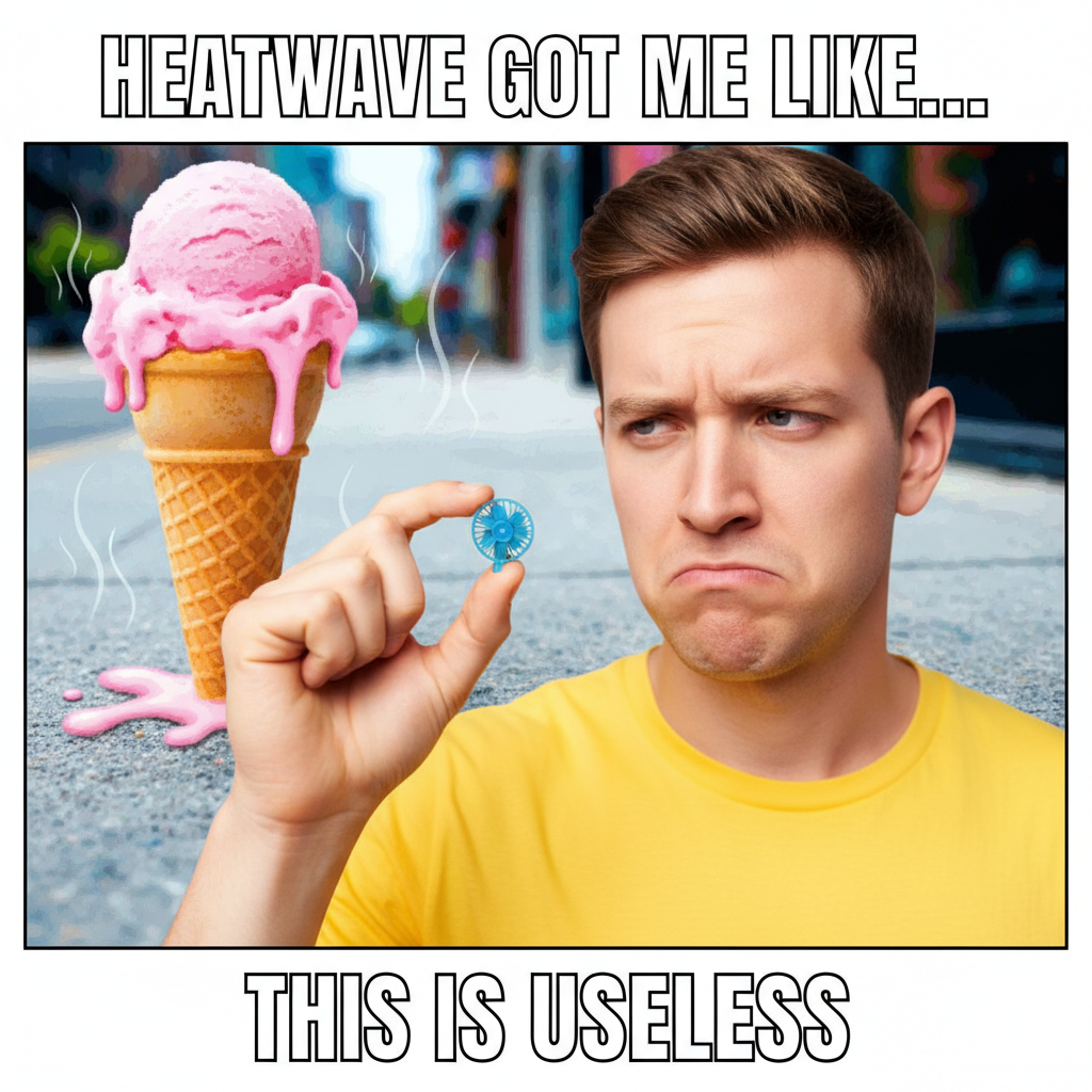 Bought a 'mini' fan online. It's the size of my thumb. Send help.