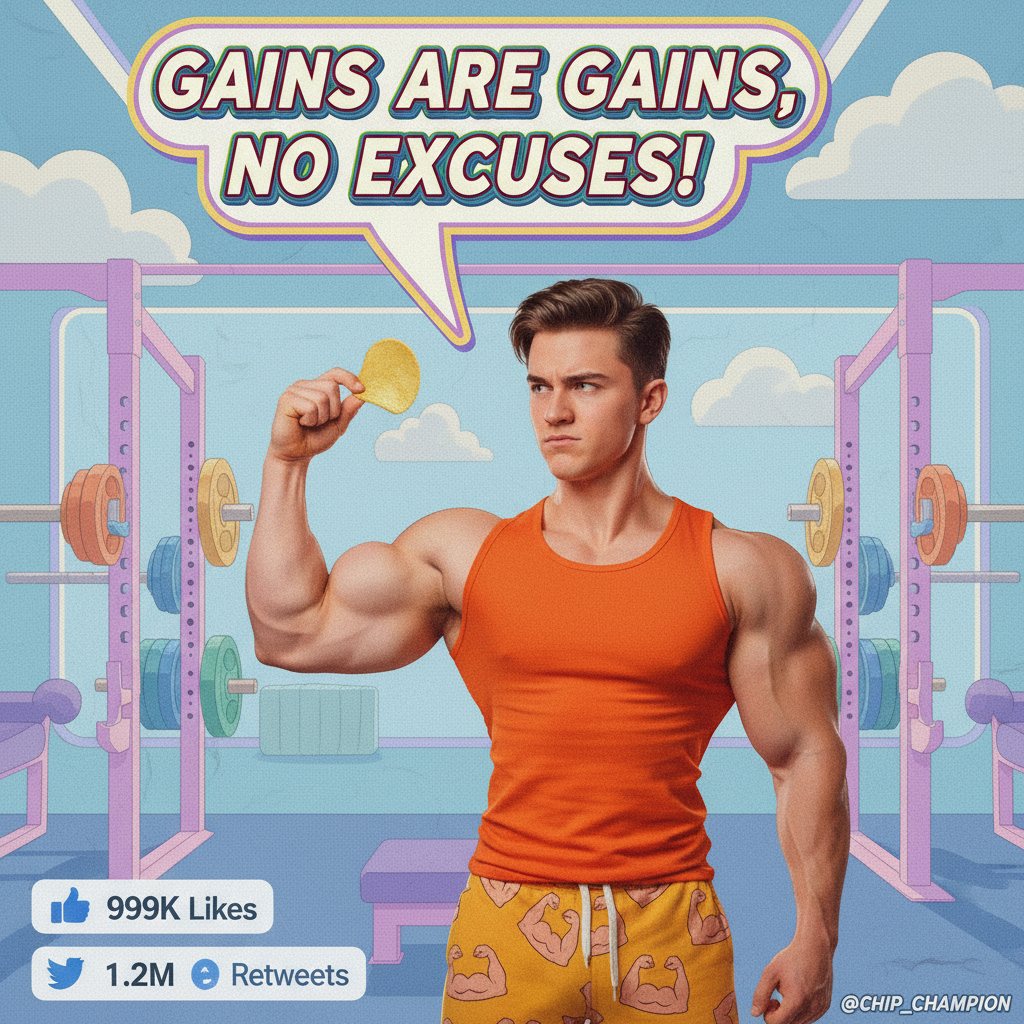 Just saw someone at the gym doing bicep curls with a single potato chip. Peak fitness. #GymLife