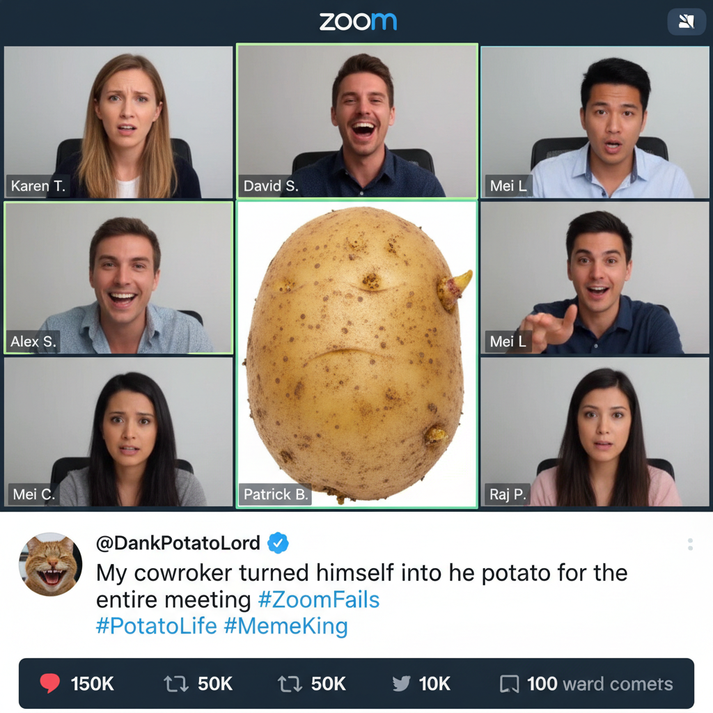 My boss just turned into a potato during the Zoom meeting. I think I need a new job. #ZoomFails