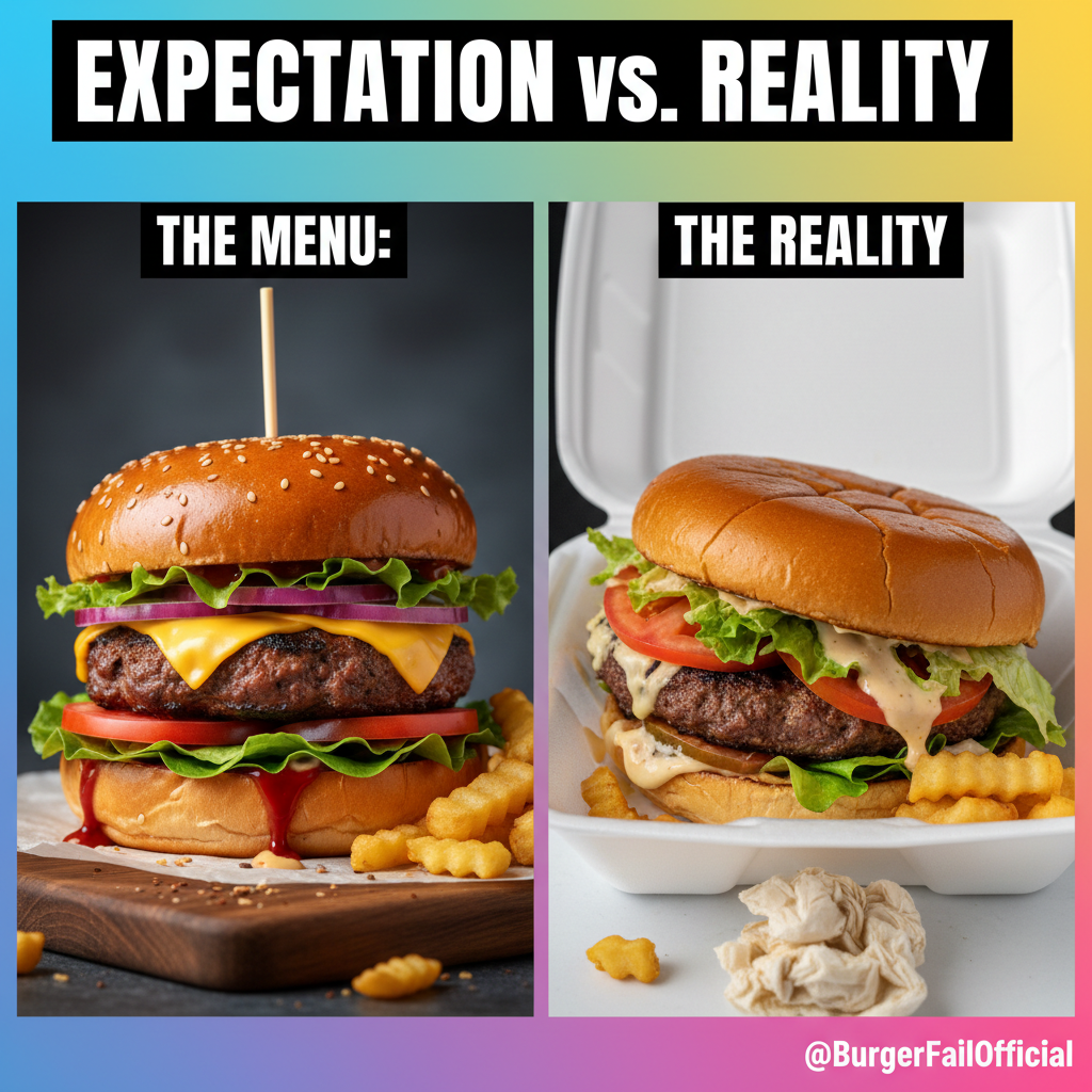 Ordered a gourmet burger. Got something that looks like it lost a fight with a truck. #FoodDelivery