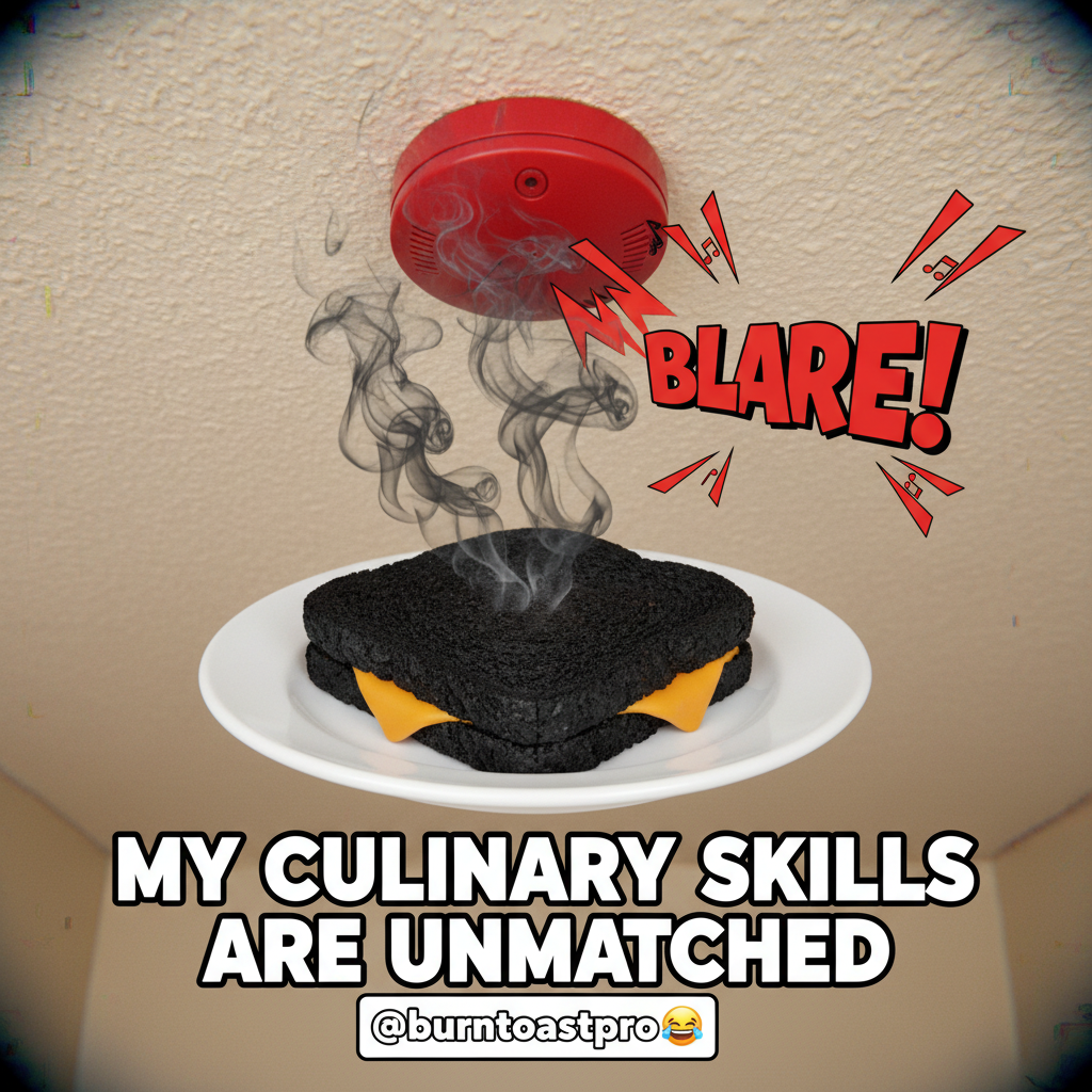 Tried making a 'gourmet' grilled cheese. Ended up with a charcoal brick and a smoke alarm concert.