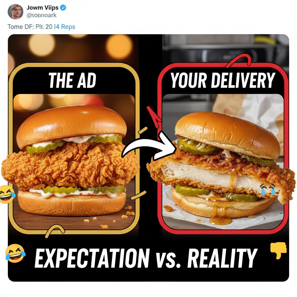 Ordered a 'crispy chicken sandwich.' Got this soggy, sad excuse for poultry. My disappointment is immeasurable.