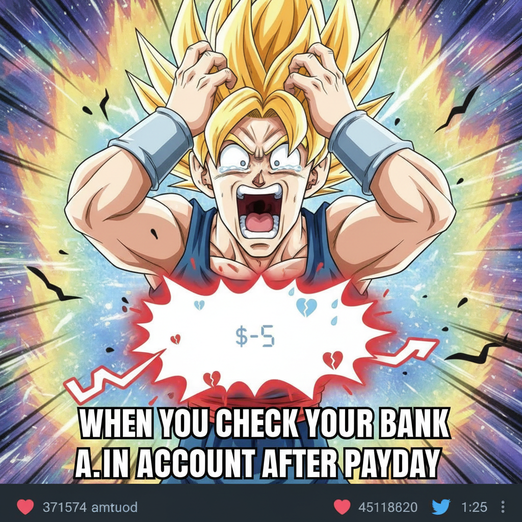 Me reacting to my bank account balance like an anime character discovering their true power level is zero.