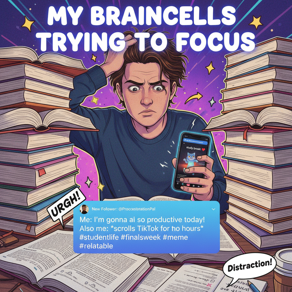 My brain during exam season: 'Did I study this?' Also my brain: 'Let's rewatch TikToks.'