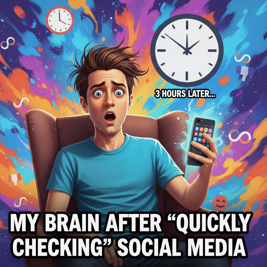 Me: I'll just check Twitter for 5 mins. *3 hours later* My brain: What day is it?