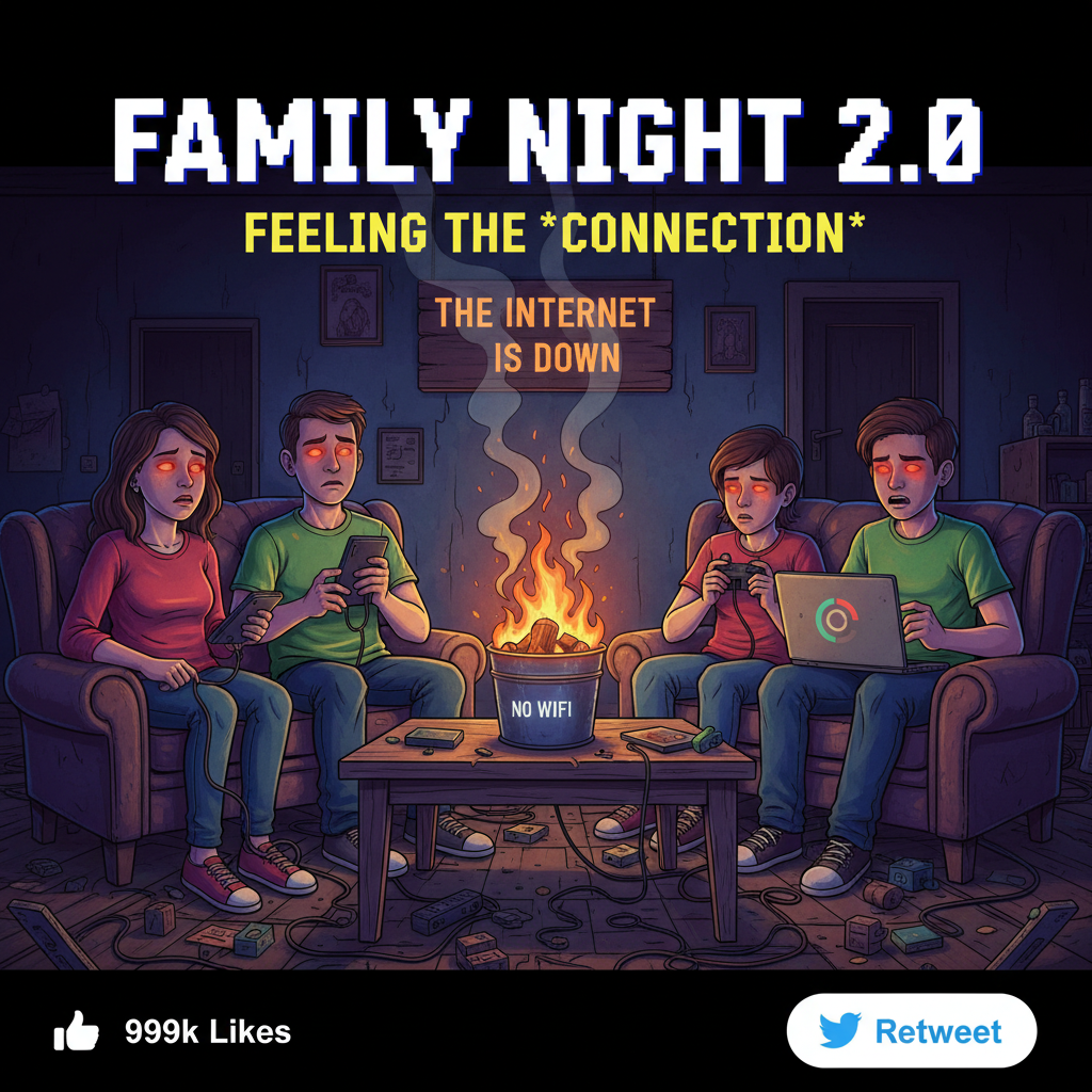 Wifi goes down. My entire household descends into chaos. We are cave people now.