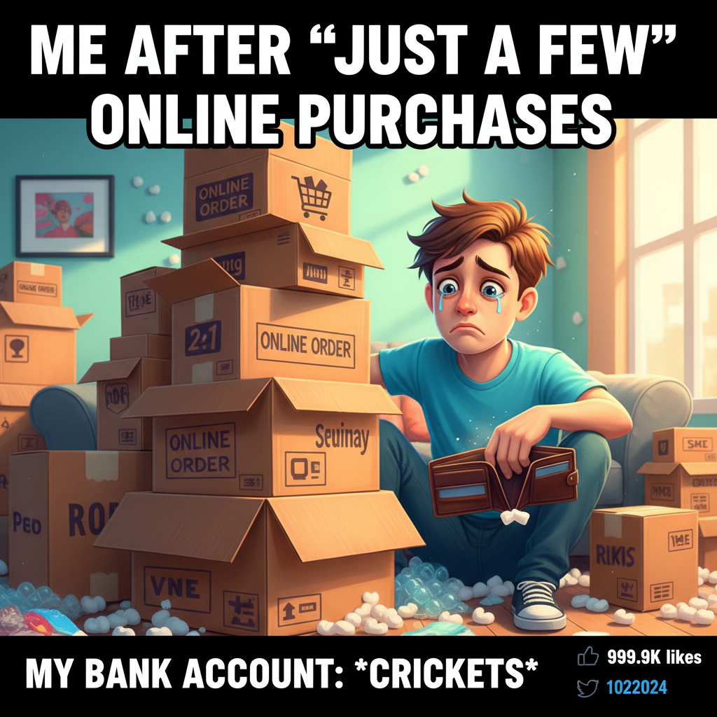 Bought 7 things online. Only needed 1. My bank account is crying.