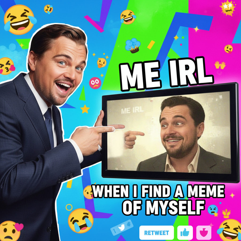 My face when I see my own meme trending. Leonardo DiCaprio pointing. #CelebReactions