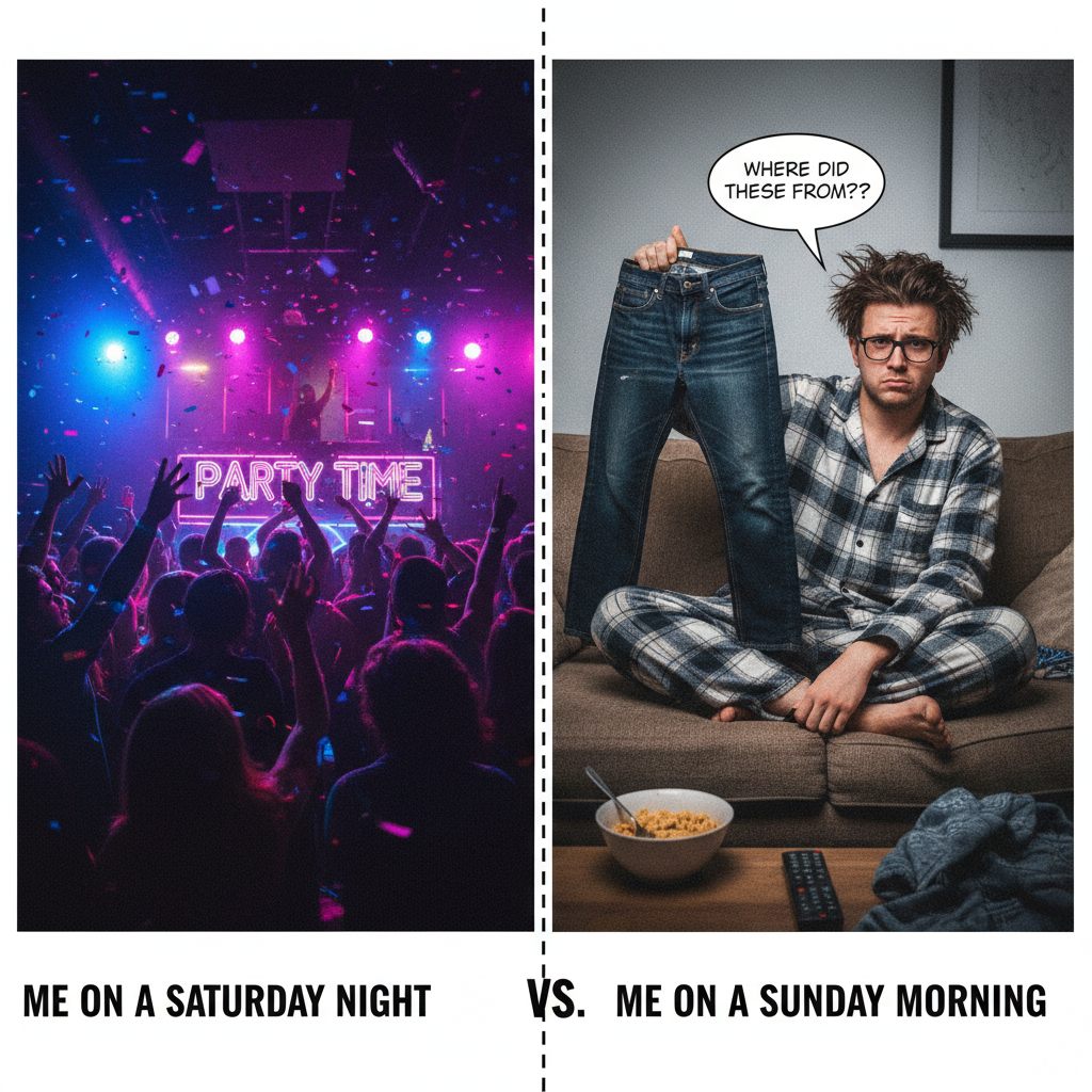 My Friday night plans: clubbing. My Friday night reality: debating if I should put on real pants.