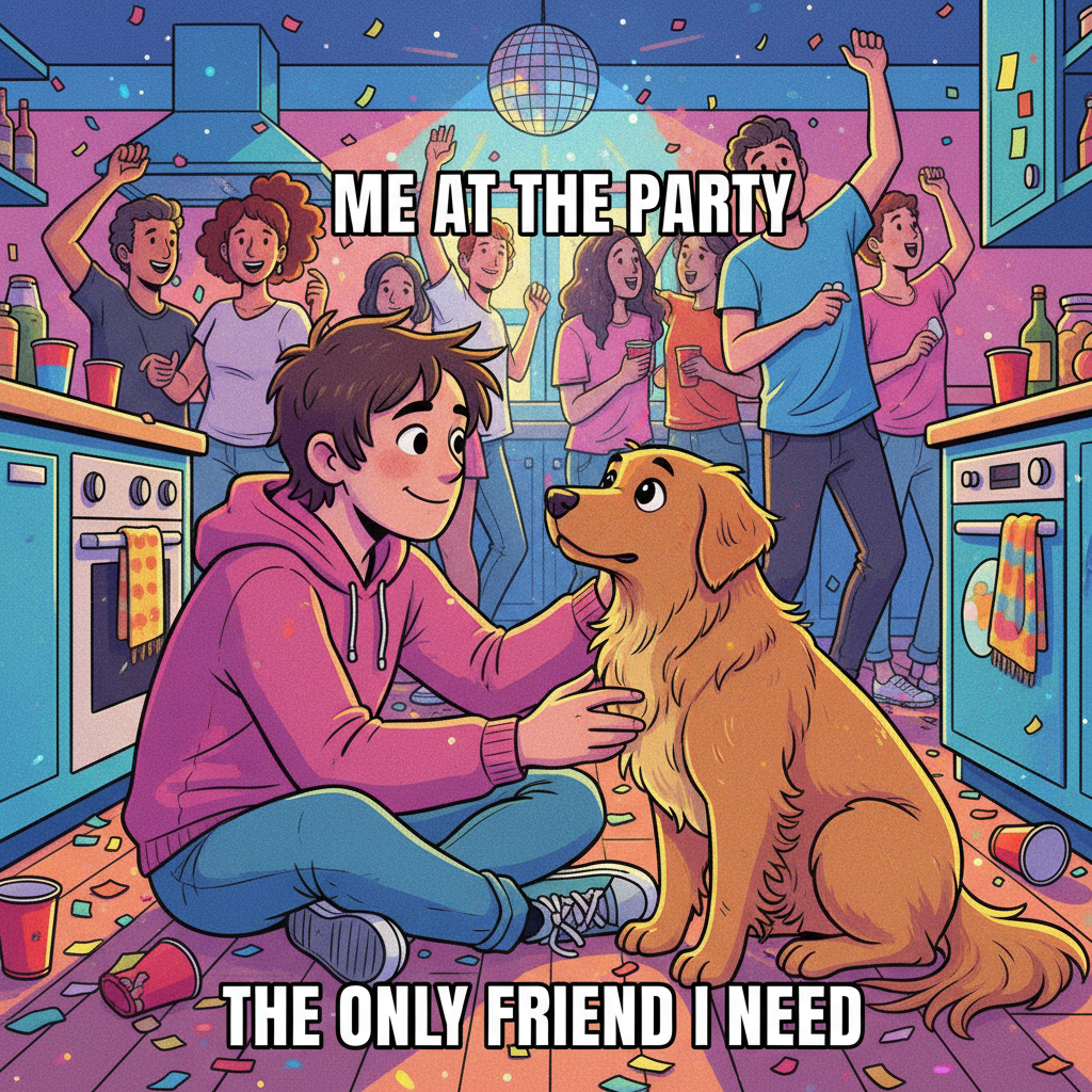 Invite me to a party? I'll be in the kitchen talking to the dog. It's my comfort zone.