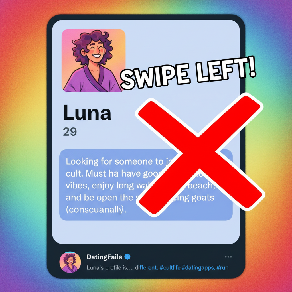 Dating app bio: 'Looking for someone to join my cult.' I meant 'culture.' Swipe left.