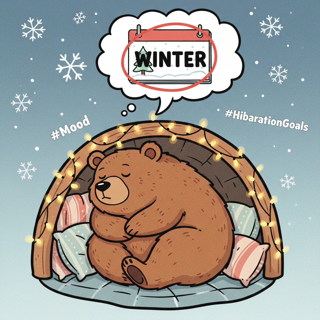 Seasonal depression hitting different this year. My spirit animal is a hibernating bear.