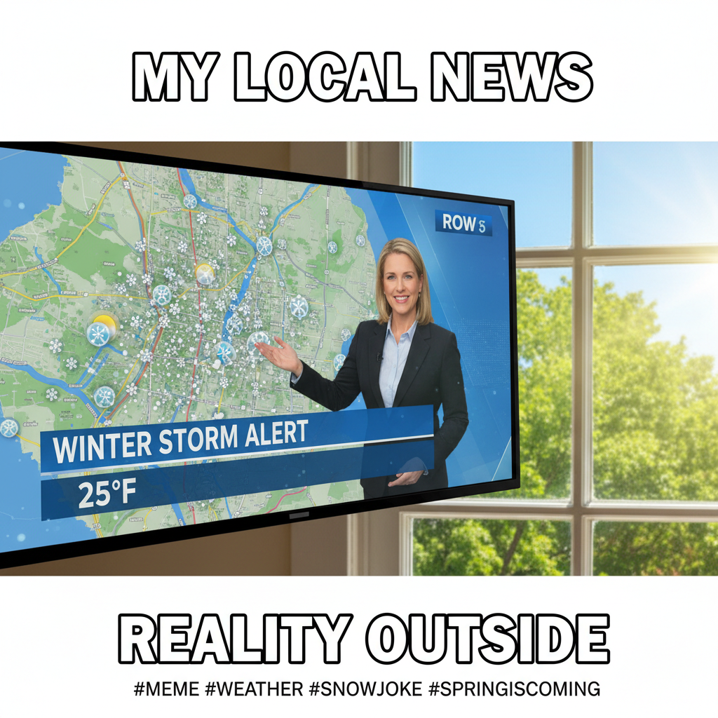 It's 70 degrees and sunny, but the local news is still warning about 'winter weather'.