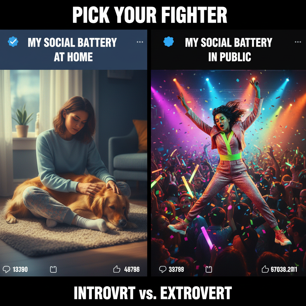 Introvert at a party: *finds the host's pet* Extrovert: *is the party*