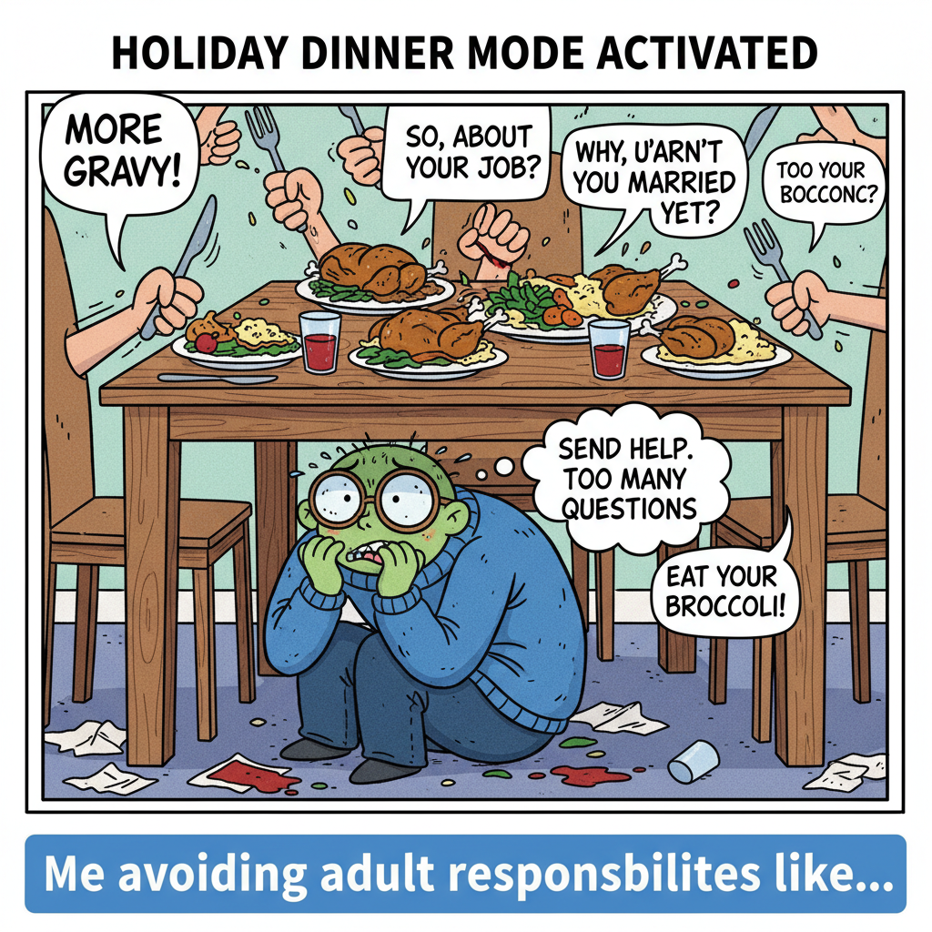 Aunt Carol just asked if I'm 'still single.' The holiday games begin. Send help.