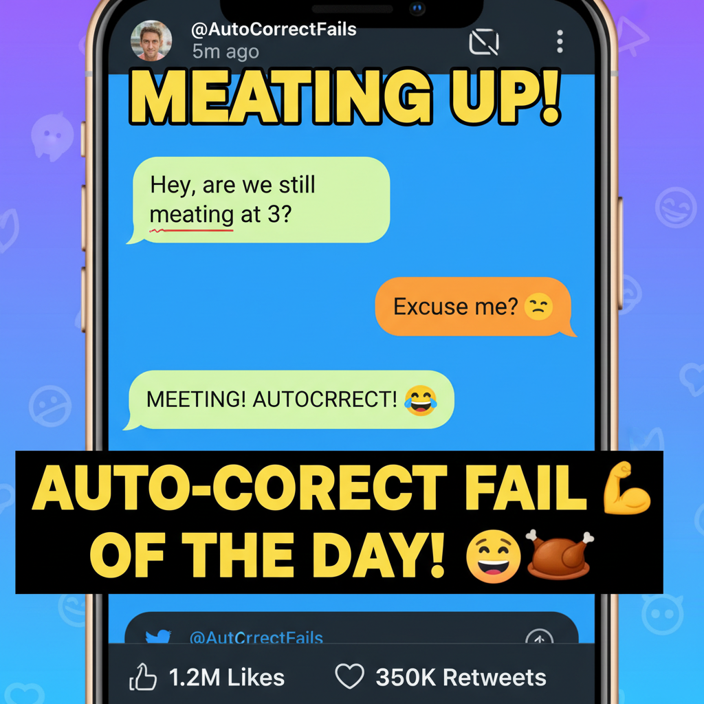 Autocorrect changed 'meeting' to 'meating.' My boss is now very confused. Send help.