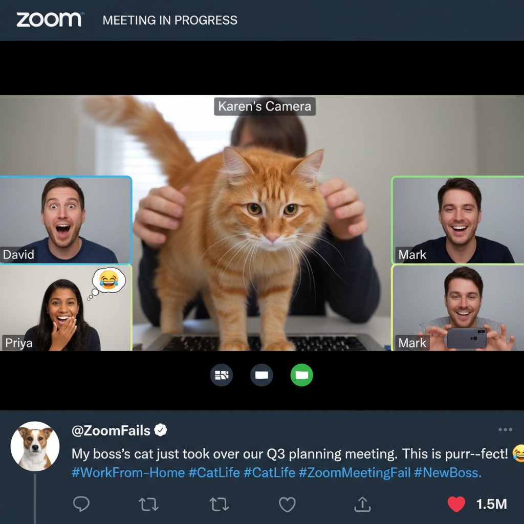 Someone's cat just walked across their keyboard during a client Zoom call. I'm dead.