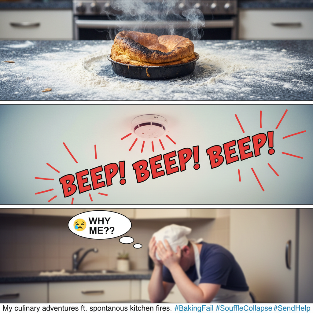 Tried to make a soufflé. Now my kitchen looks like a crime scene. #CookingFail