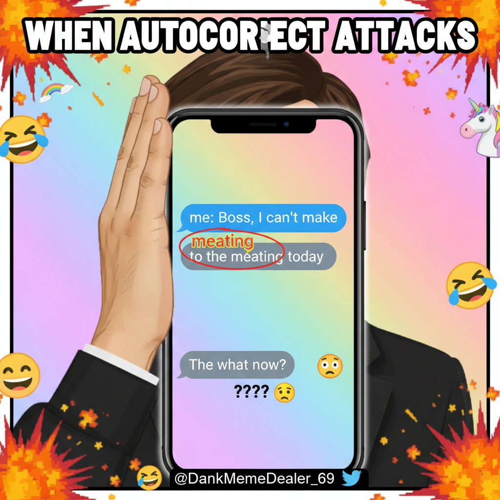 Autocorrect changed 'meeting' to 'meating'. My boss is now very confused. Send help.