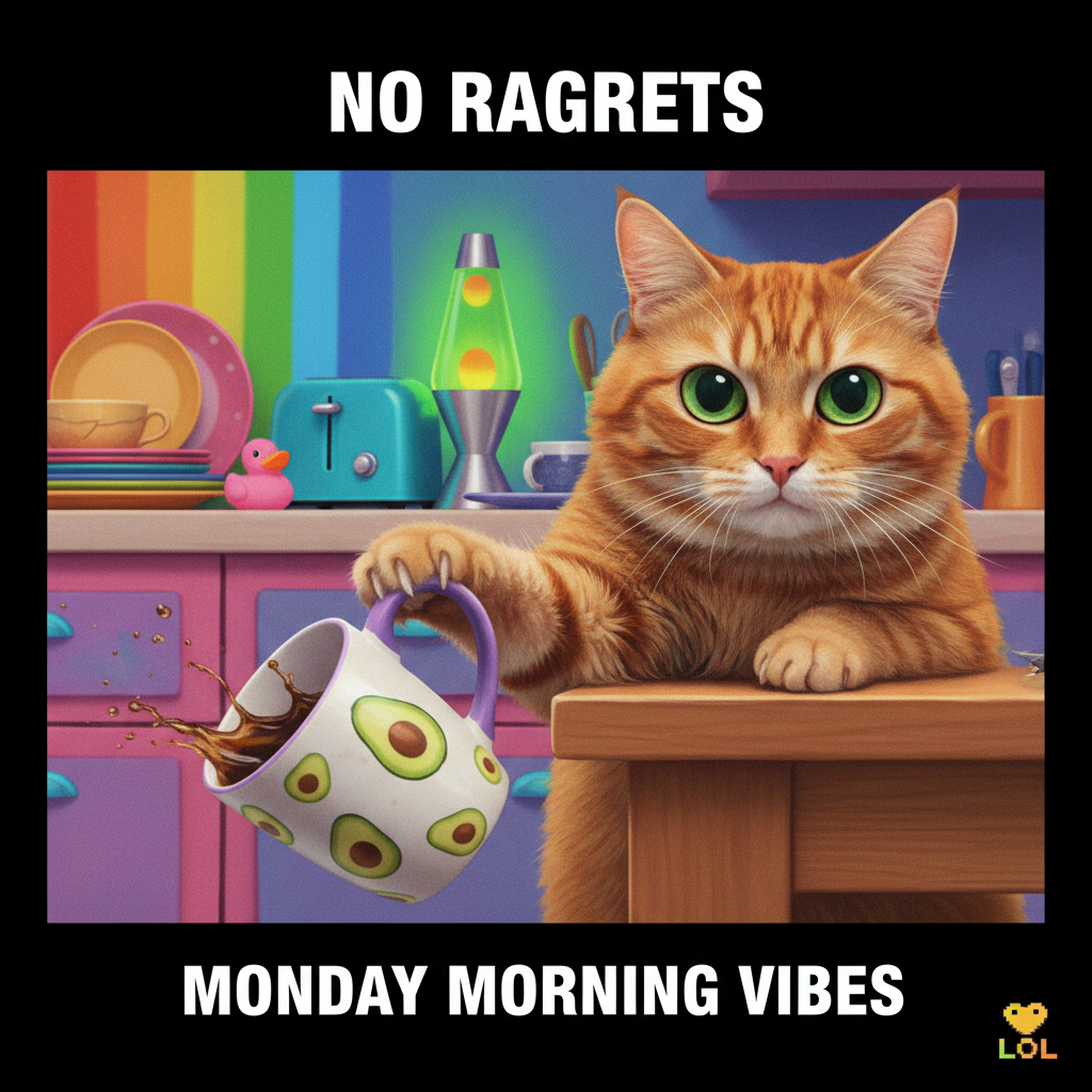 My pet just stared into my soul while slowly pushing my coffee mug off the table. Power move.