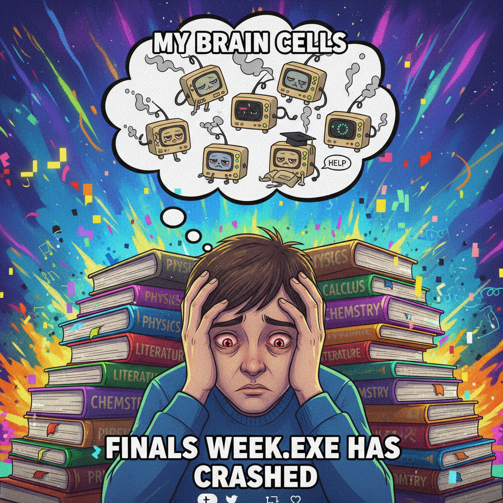 My brain cells during exam season are like dial-up internet: slow, unreliable, and prone to crashing.