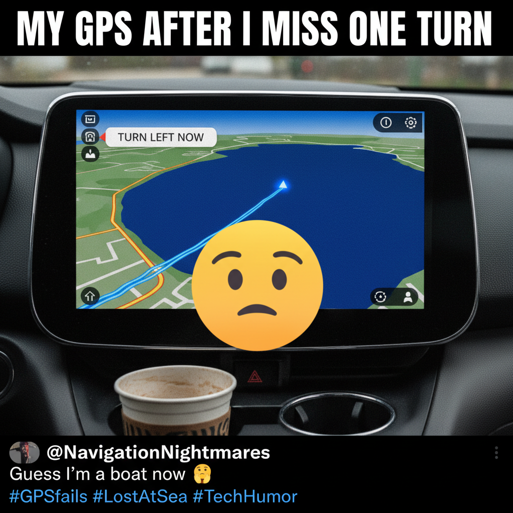 My GPS just told me to turn left into a lake. Send help, and maybe a boat.