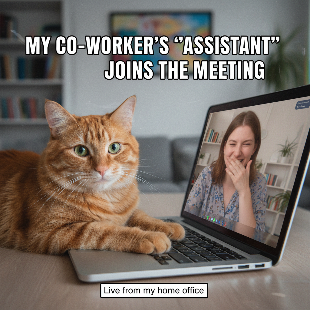 My coworker's cat just walked across their keyboard during a Zoom meeting. Peak WFH.