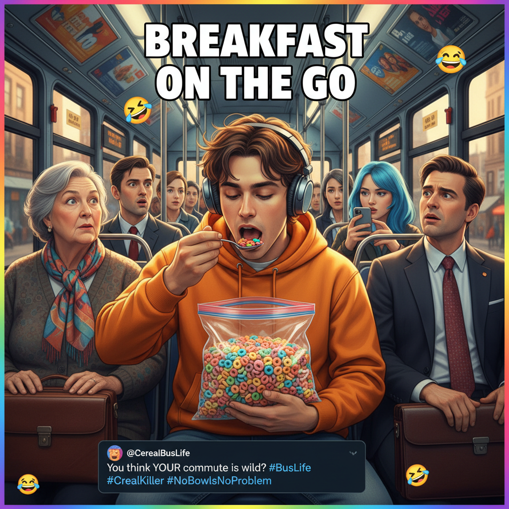 Just saw a guy on the bus eating cereal with milk from a Ziploc bag. My hero.