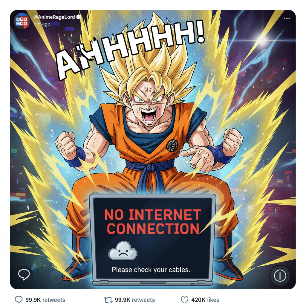 My reaction when my internet goes out mid-anime: *insert dramatic shonen scream here*