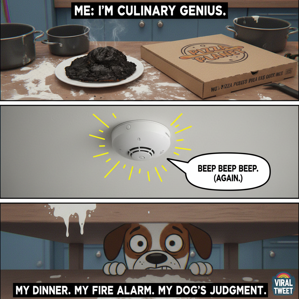 My 'gourmet' dinner looks like a crime scene. Send help & pizza.