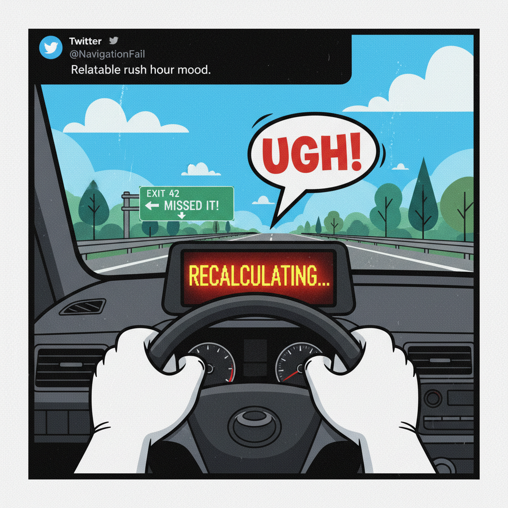 GPS: 'In 200 feet, turn left.' Me: *misses turn* GPS: 'Recalculating your life choices.'