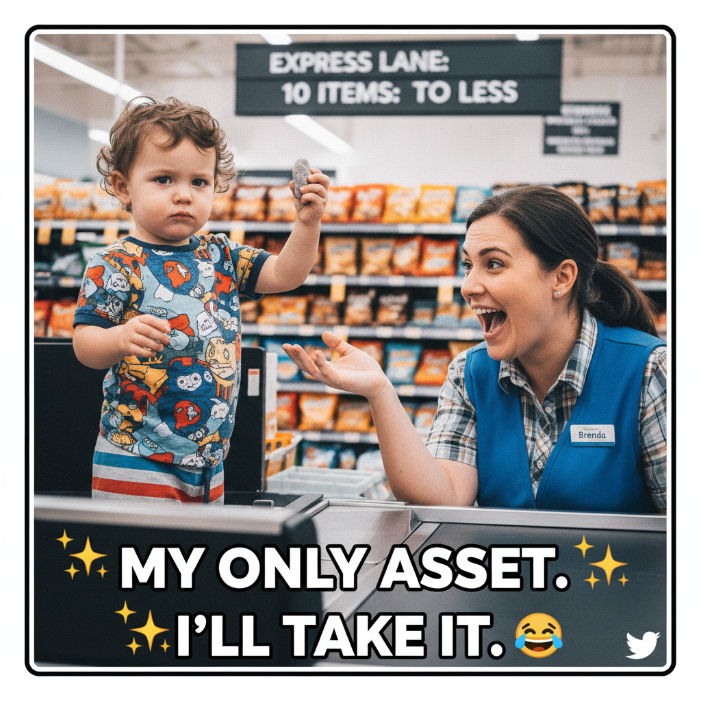 My toddler just tried to pay for groceries with a pebble. I'm not even mad, that's genius.
