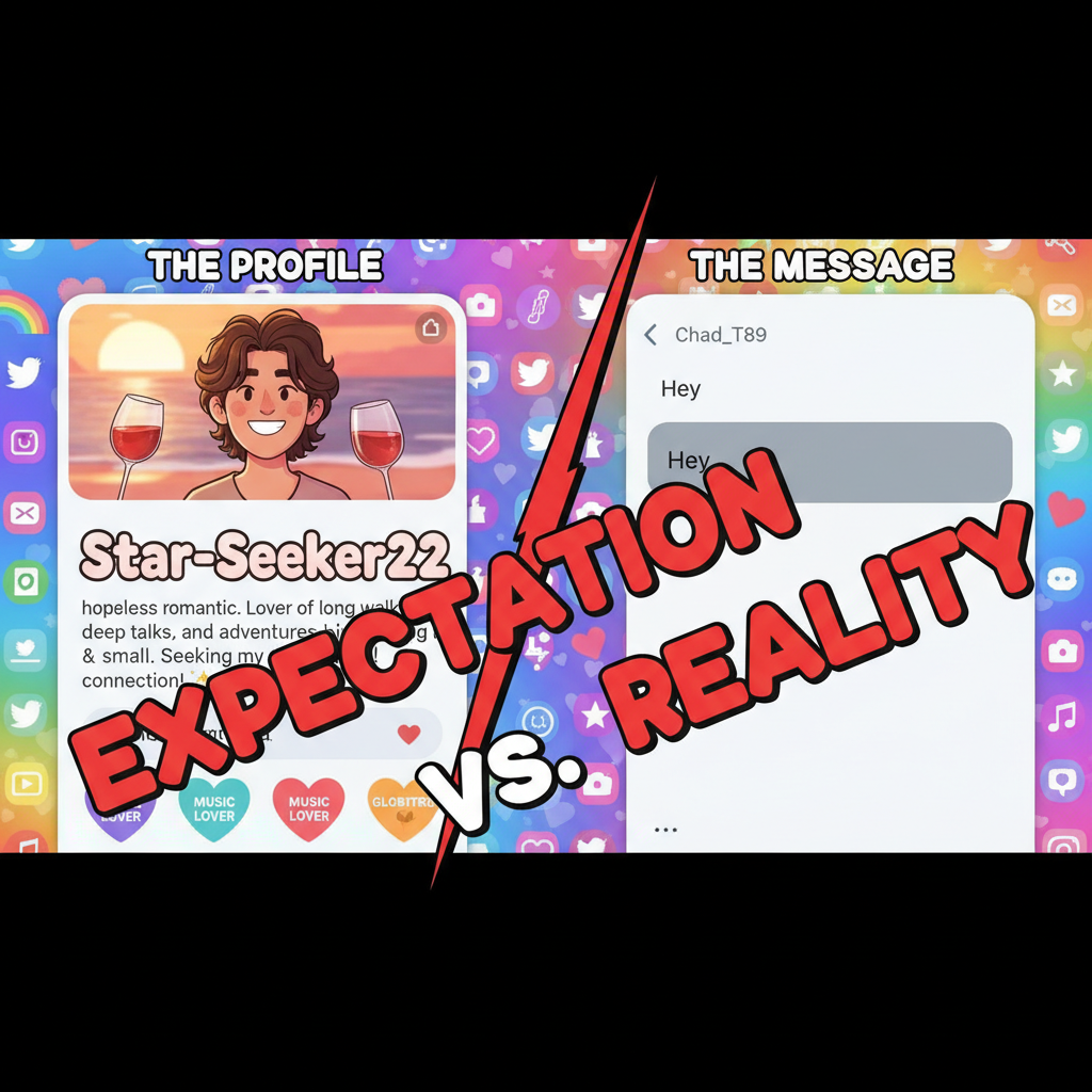 Dating app bio: 'Looking for my soulmate.' My DMs: 'Hey.' The duality of man.